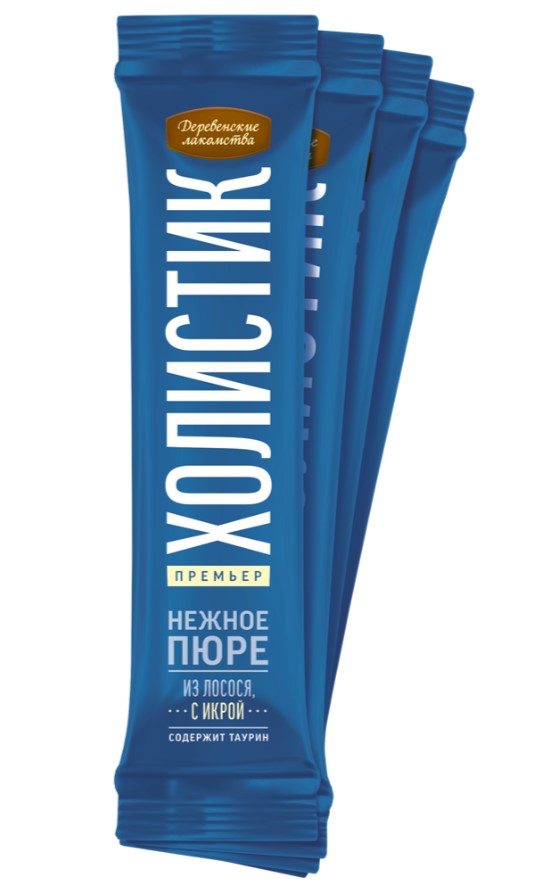 Деревенские лакомства для кошек Нежное пюре из лосося с икрой летучей рыбы 40 гр