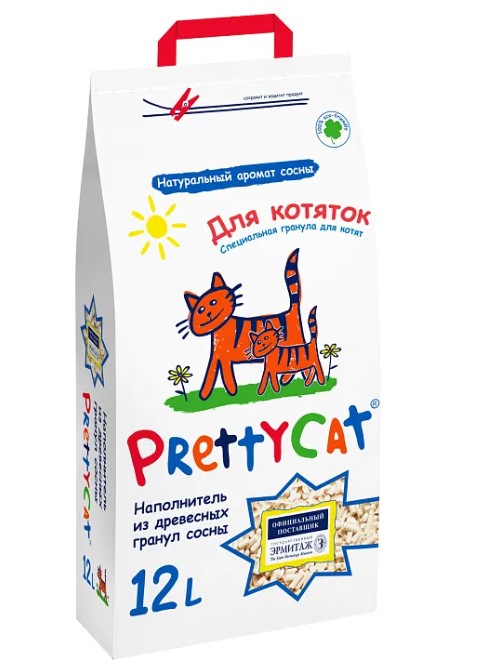 Наполнитель PrettyCat впитывающий древесный "Wood Granules" для котят