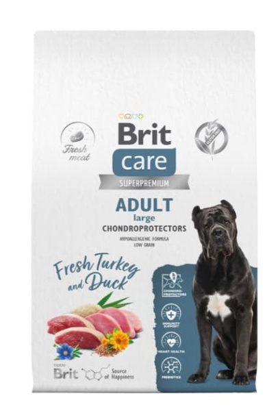 Пища для собак Сухой корм для собак Brit Care Dog Adult Large Chondroprotectors (индейка, утка)