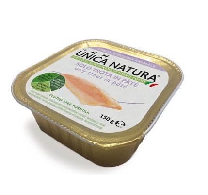 Еда для собак мелких пород Паштет для собак Unica Natura MONO MINI (форель)