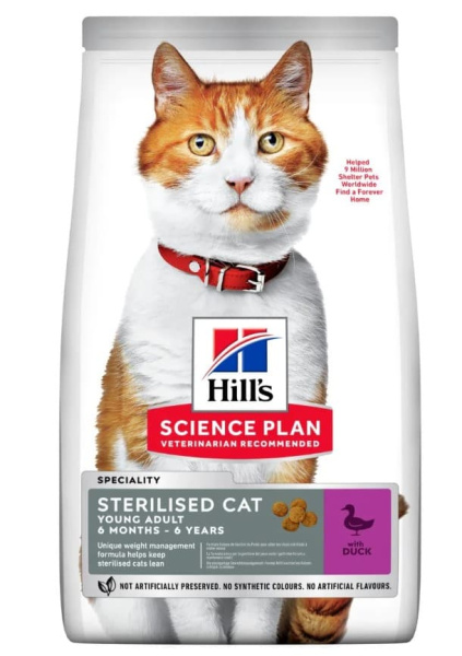 Пища Сухой корм для кошек Hill's Science Plan Sterilized Cat (утка) стерилизованная кошка 