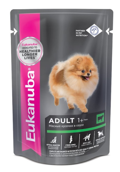 Пресервы для собак Влажный корм для собак  Eukanuba Adult All Breed (говядина в соусе)