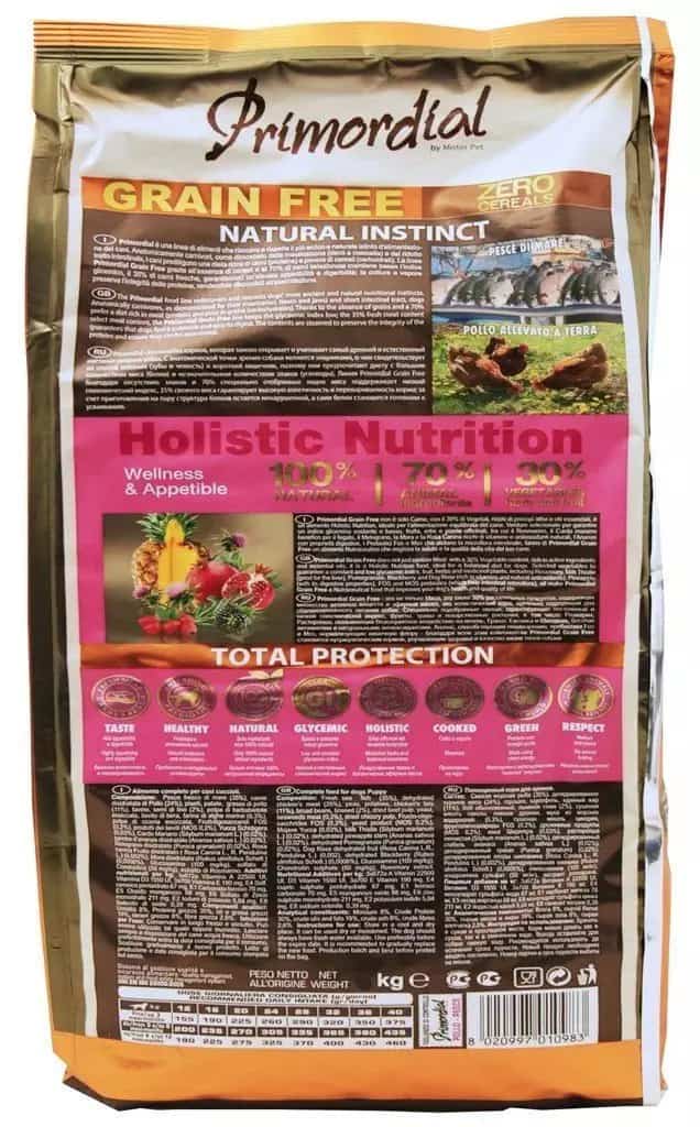 Каталог Сухой корм для щенков Primordial Puppy (курица, морская рыба) для собак