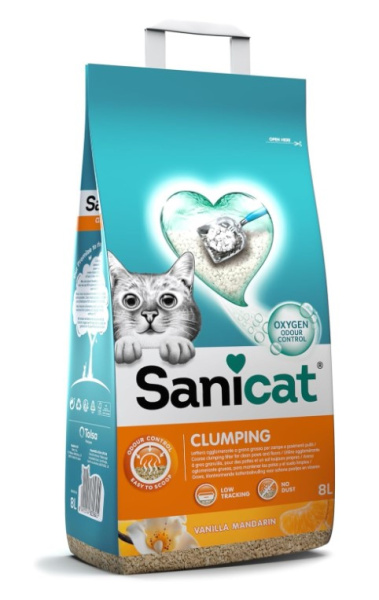 Кошачий Наполнитель бентонитовый Sanicat Clumping Vainille-Mandarine (ваниль, мандарин)