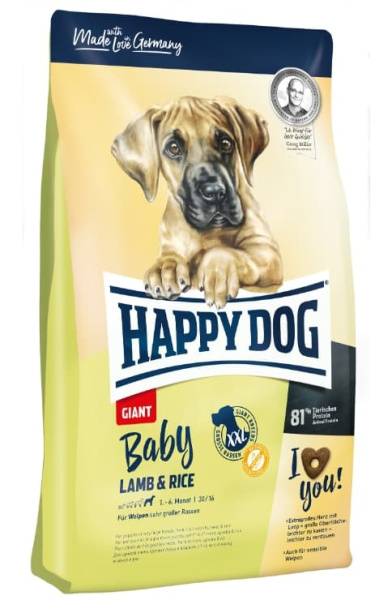 Корм для щенков Сухой корм для щенков HAPPY DOG Baby Giant Lamb & Rice
