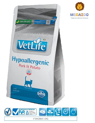 Диетическое питание для кошек Farmina Vet Life Cat Hypoallergenic Pork&Potato
