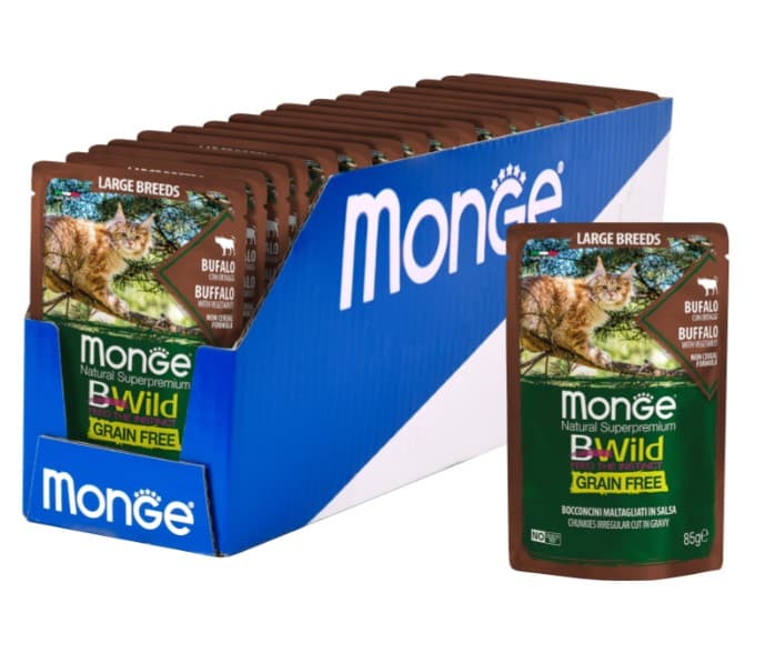Беззерновой влажный корм для кошек Monge Cat BWild GF Large Breeds (буйвол, овощи)