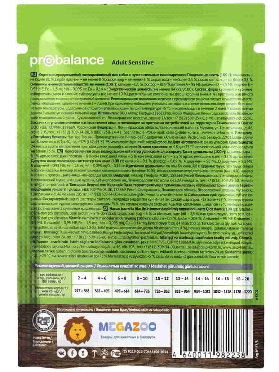 Консервированное питание для собак ProBalance Sensitive Dog