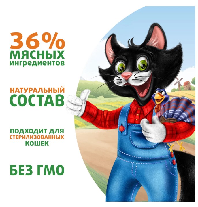Влажный корм Ферма кота Фёдора сочные кусочки для кошек с индейкой