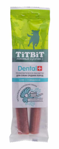 Снек ДЕНТАЛ+ с говядиной для собак средних пород "TiTBiT" (014462)