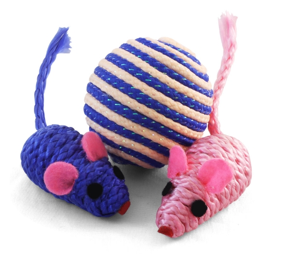 Triol Набор игрушек для кошек XW7007 мяч, 2 мыши