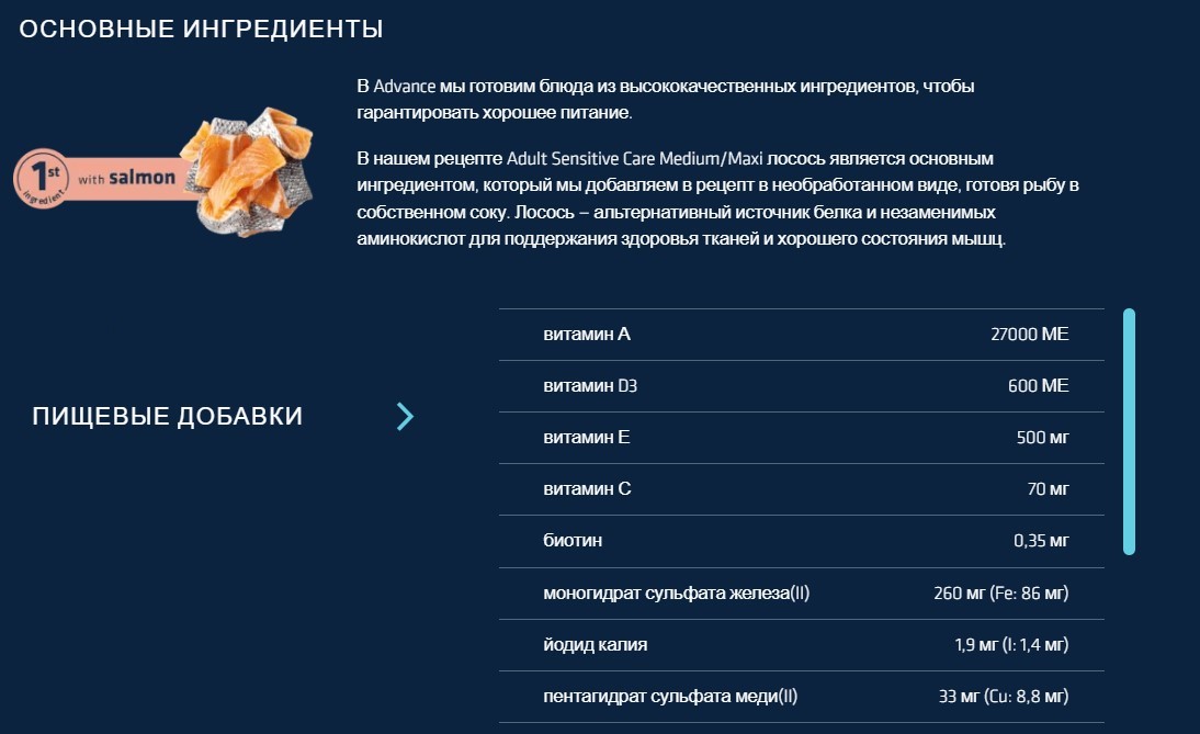 Еда для взрослых собак Сухой корм для собак Advance Dog Sensitive Medium/ Maxi (лосось и рис)