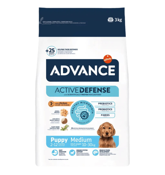 Пища для щенков средних пород Сухой корм для щенков средних пород Advance Dog Puppy Medium (курица)