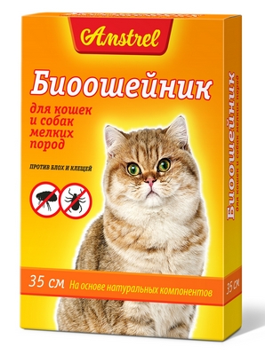 БИОошейник против блох и клещей для кошек и мелких собак "Amstrel" 35 см