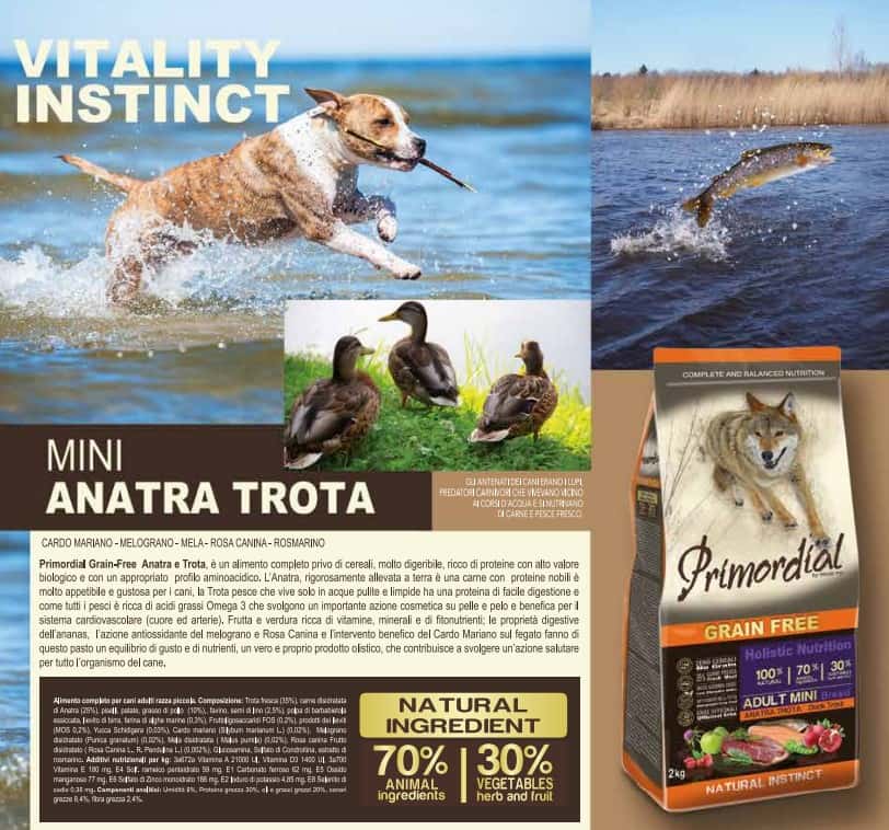 Каталог Сухой корм для собак Primordial Dog Adult Mini (сардина, гусь) для собак