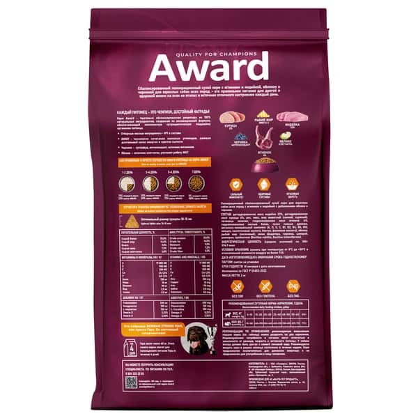 Рацион для собак Award Adult Dog (ягненок, индейка)