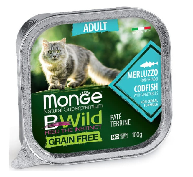 Питание для кошек Monge Cat BWild Grain Free Codfish (треска, овощи)