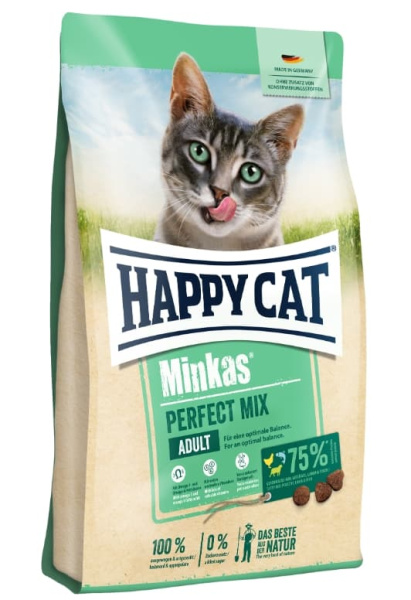 Сухой корм для кошек Happy Cat Minkas Perfect Mix (птица, ягненок, рыба) полнорационный сухой корм для взрослых кошек 