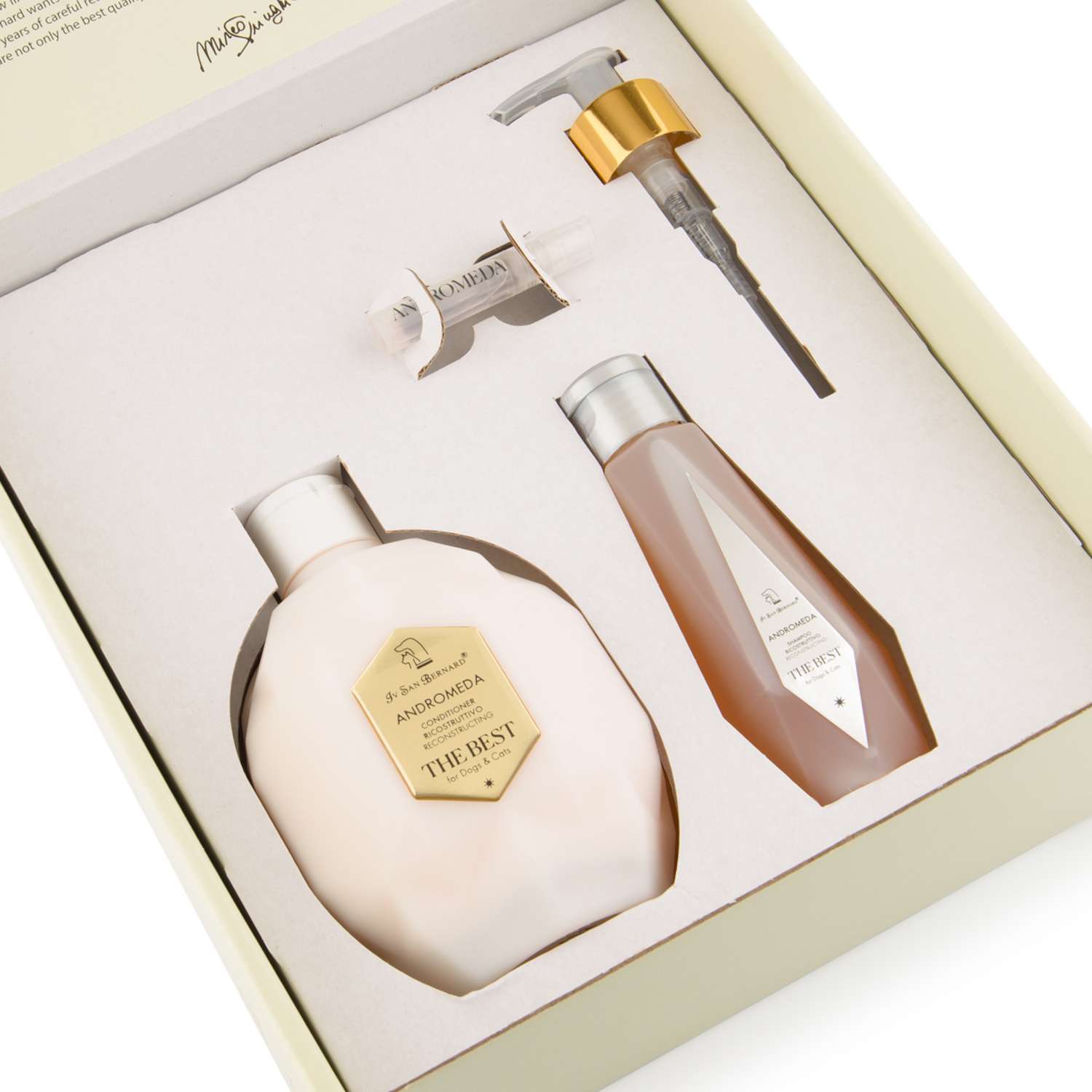 ISB The Best line Набор Andromeda кондиционер для выпадающей шерсти 500мл, шампунь 120мл + парфюм2мл