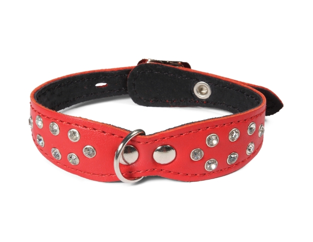 Ошейник-мини кожаный двойной фигурный со стразами Gamma