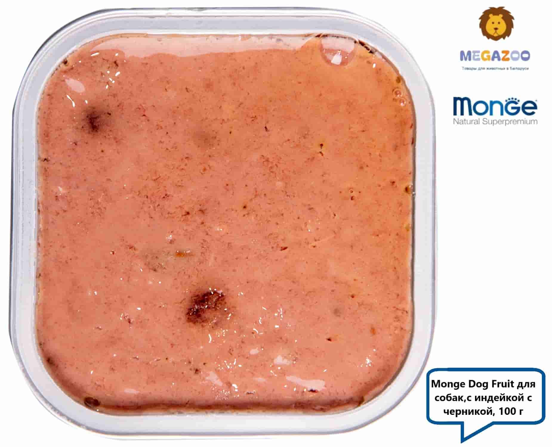 Влажный рацион для собак Monge Fruit Dog Adult (индейка, черника)