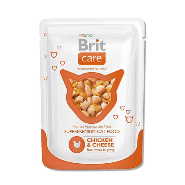 Пища для кошек Brit Care Cat Chicken & Cheese Pouch курица, сыр