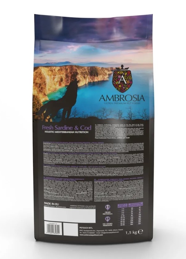 Каталог Сухой корм для взрослых собак AMBROSIA MEDITERRANEAN (сардина, треска) для собак