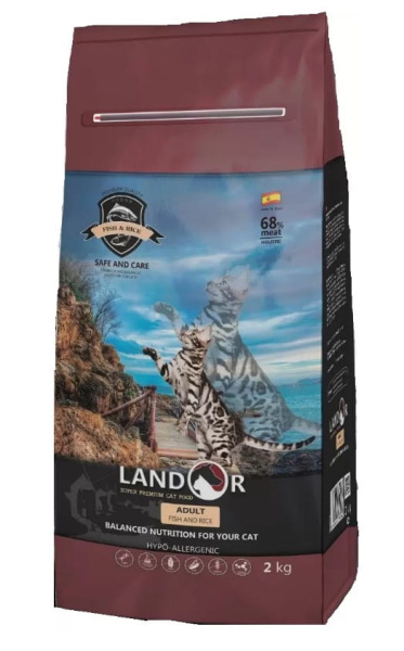 Сухой корм для кошек LANDOR Adult Cat (рыба, рис)