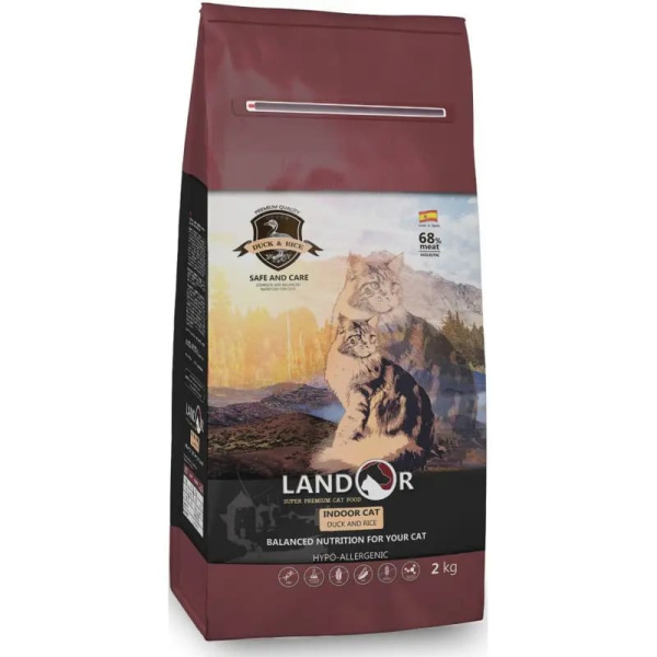 Сухой корм для кошек LANDOR Adult Cat Indoor (утка, рис)