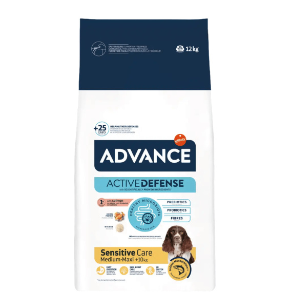 Еда для взрослых собак Сухой корм для собак Advance Dog Sensitive Medium/ Maxi (лосось и рис)