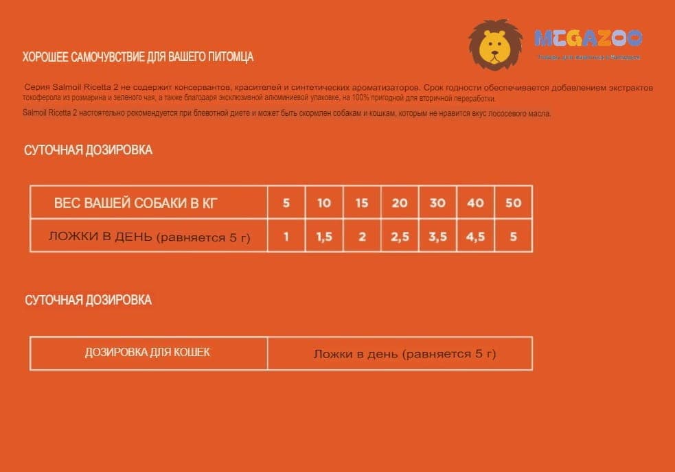 Рыбий жир для кошек и собак NECON SALMOIL RICETTA 4