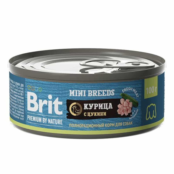 Консервированный корм для собак Brit Premium Dog (курица, цукини) 