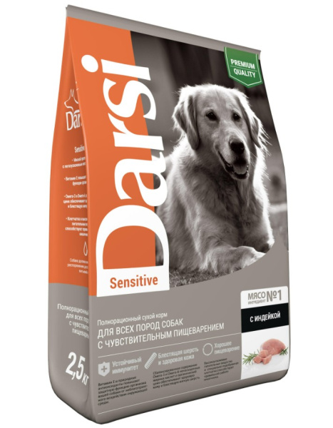 Каталог Сухой корм для собак ДАРСИ Sensitive (индейка) для собак