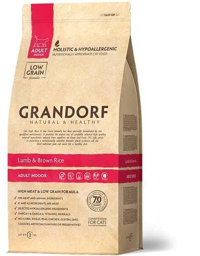Сухой корм для кошек Grandorf Adult Indoor (ягненок, индейка) сбалансированный корм для активных кошек 