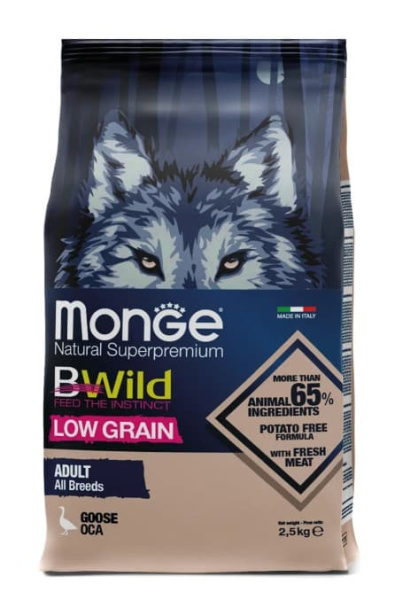 Каталог Сухой корм для собак Monge Dog BWild LG Adult All Breeds (гусь) для собак