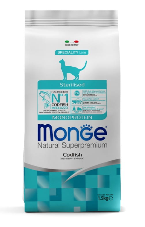 Рацион для кошек Monge Cat Monoprotein Sterilized (треска)