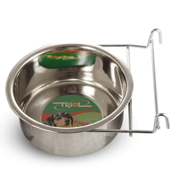 Миска металлическая с держателем TRIOL