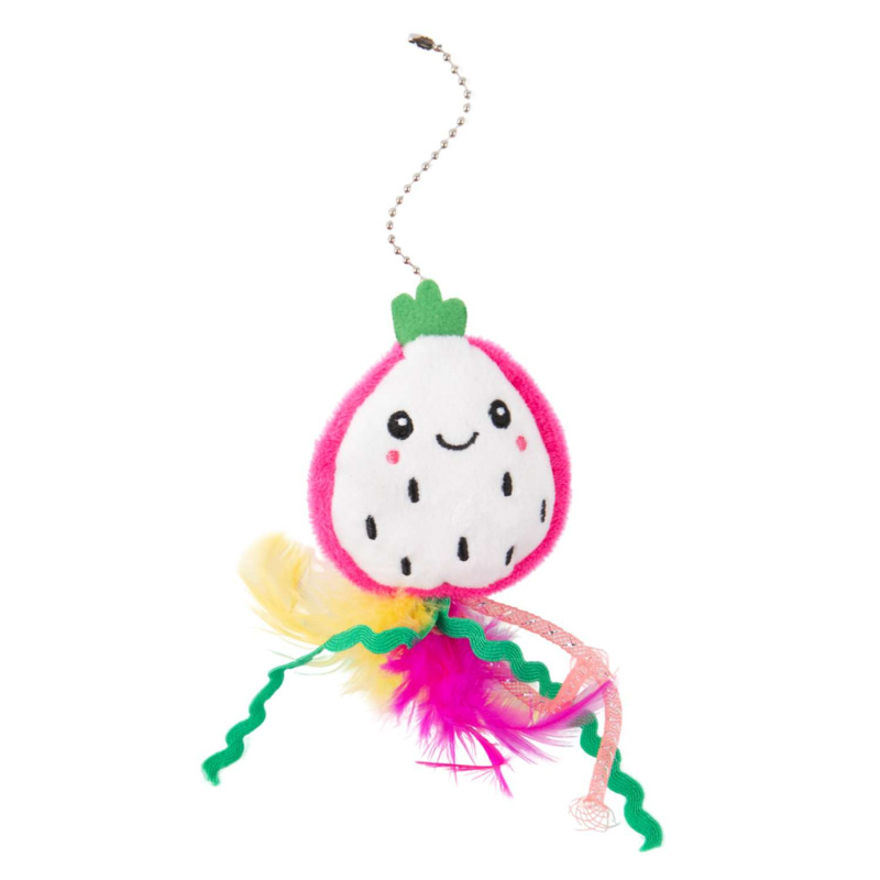 Mr.Kranch Игрушка для кошек Питахайя плюшевая с кошачьей мятой и перышками 19 см зеленая