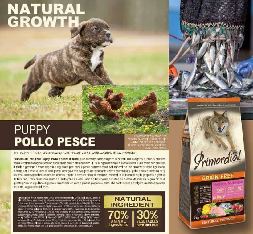 Каталог Сухой корм для щенков Primordial Puppy (курица, морская рыба) для собак