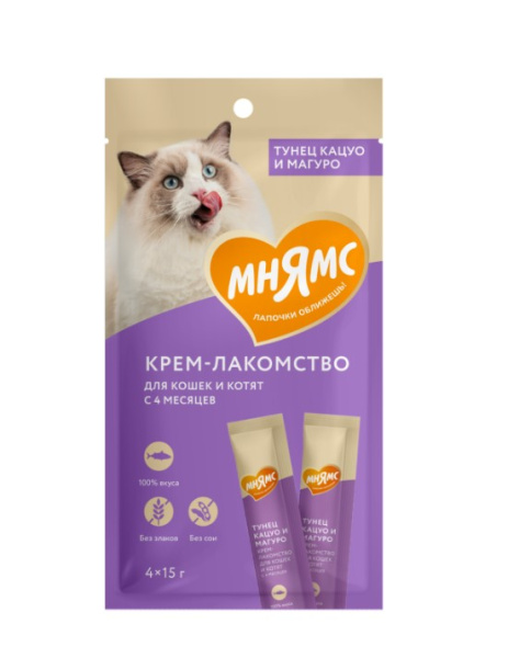 Крем-лакомство Мнямс для кошек с тунцом Кацуо и Магуро