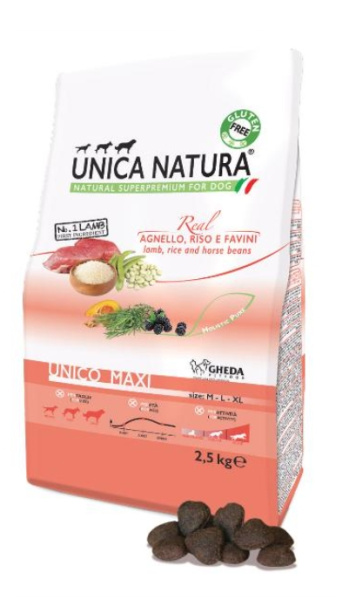 Каталог Сухой корм для собак Unica Natura Unico Maxi (Ягненок, рис, конские бобы) для собак