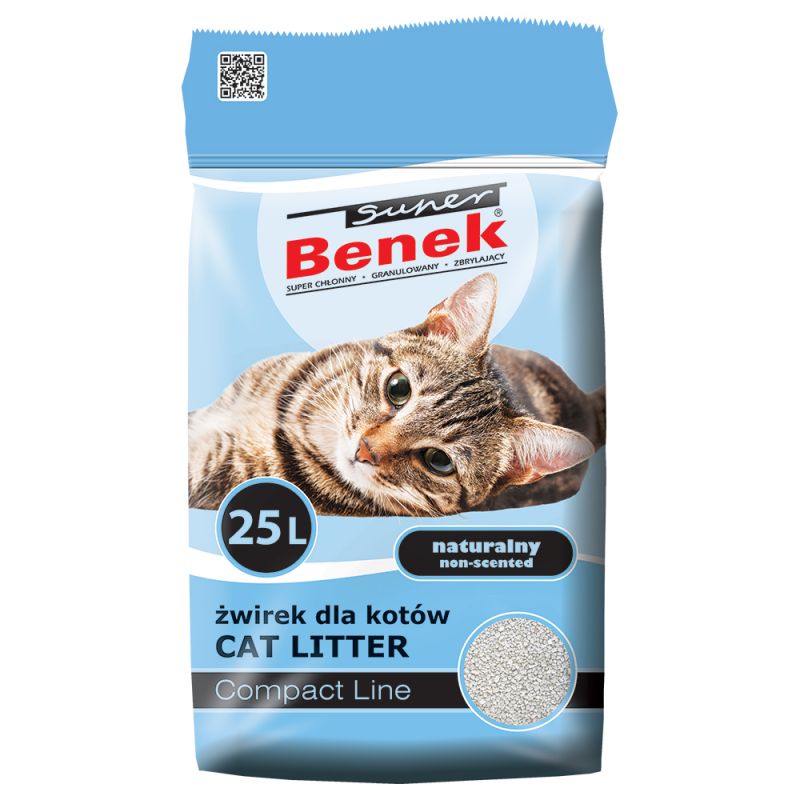 Кошачий наполнитель Super Benek Compact Naturalny (натуральный компакт, мелкий)