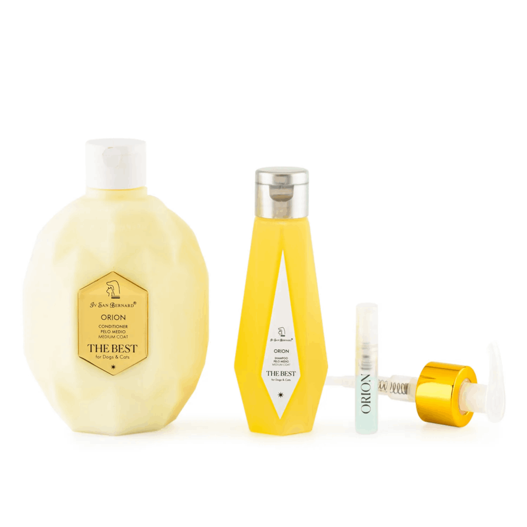 ISB The Best line Набор Orion кондиционер для средней шерсти 500 мл, шампунь 120 мл + парфюм 2 мл