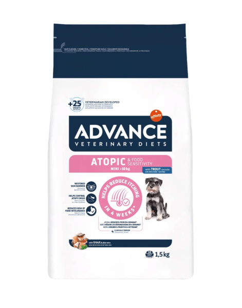 Ветеринарный корм  для собак Сухой корм для собак Advance Dog Mini Veterinary Diets Atopic (форель)