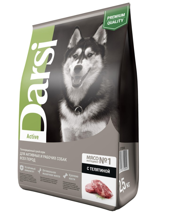 Каталог Сухой корм для собак ДАРСИ Active (телятина) для собак