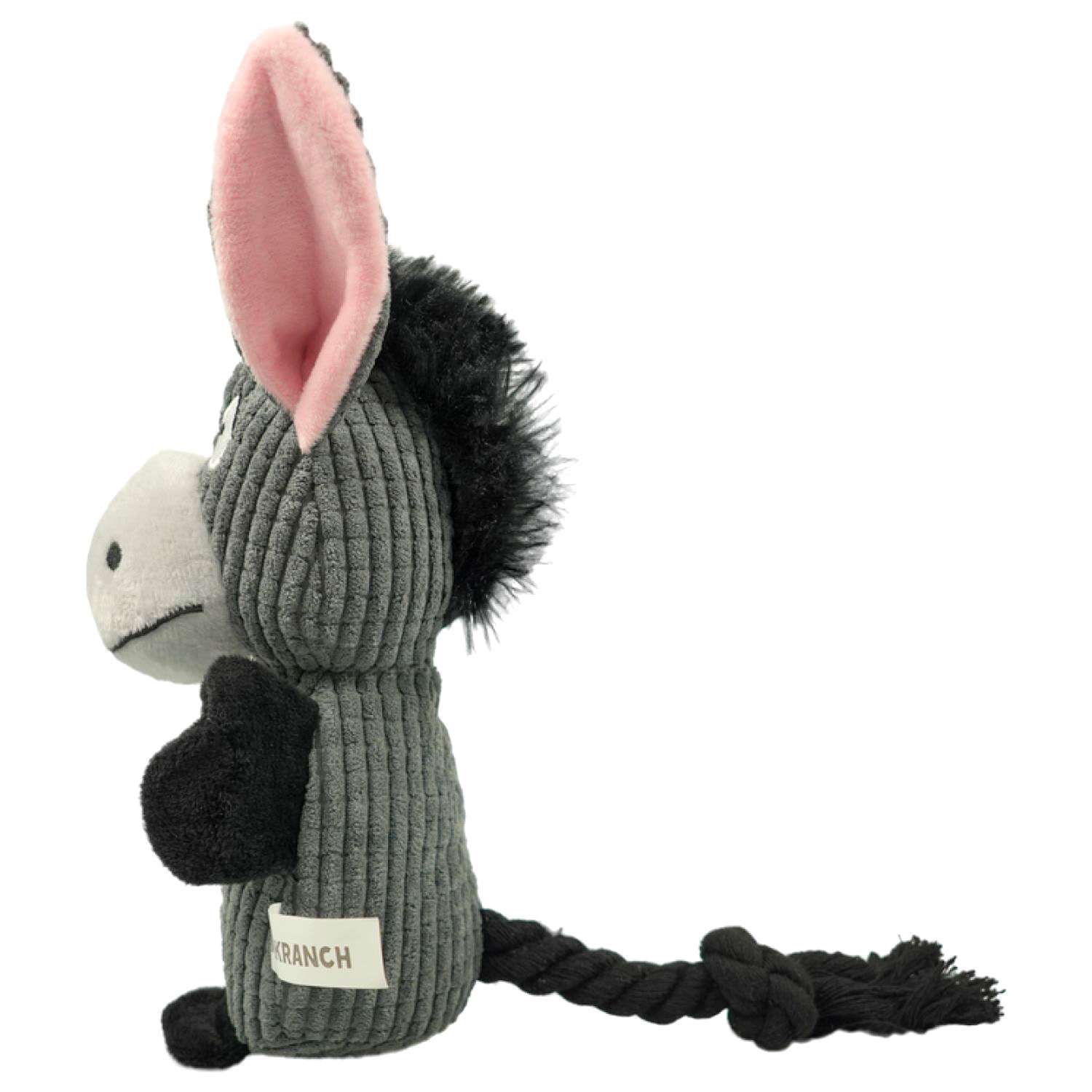 Игрушка Mr.Kranch для собак Ослик плюшевая с канатиками, пищалкой и карманом под лакомство 21 см