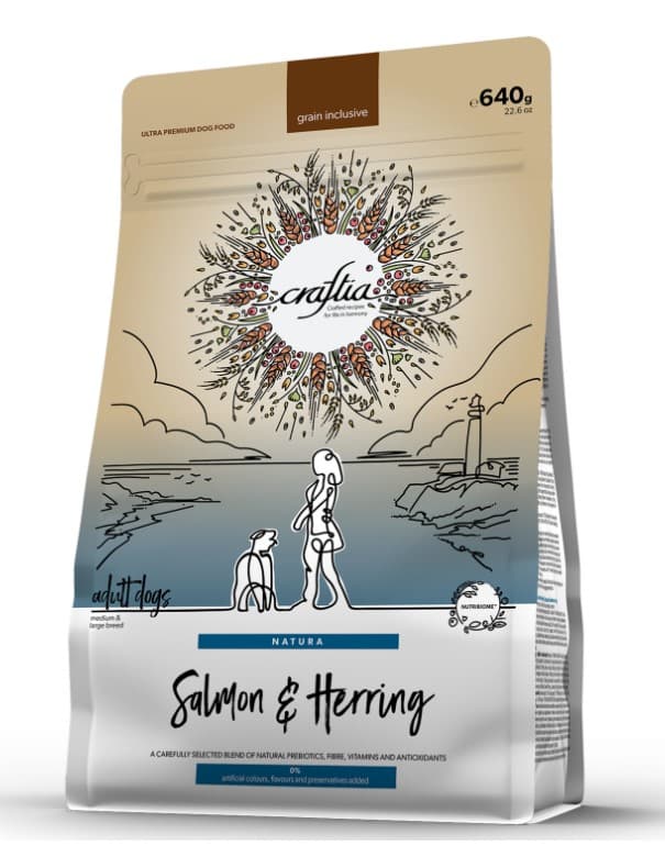 Питание для собак CRAFTIA NATURA Adult Medium&Large (лосось, сельдь)