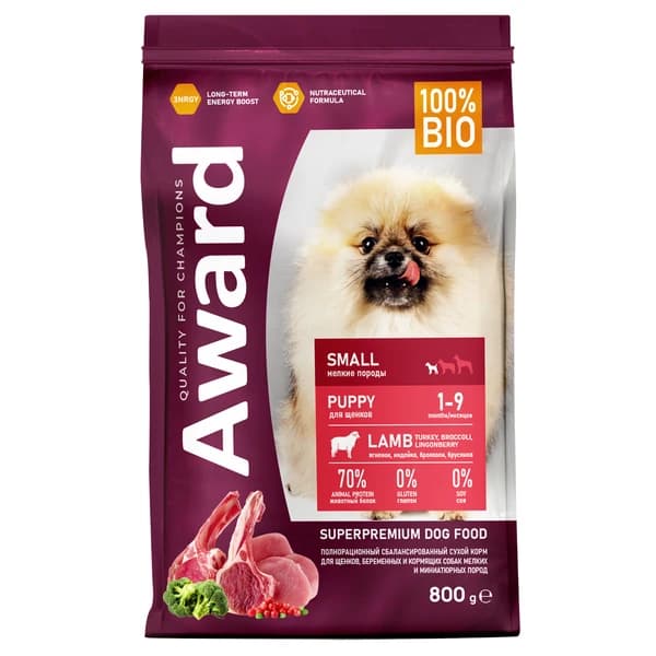 Рацион для щенков и сук Award Puppy Small (ягненок, индейка)
