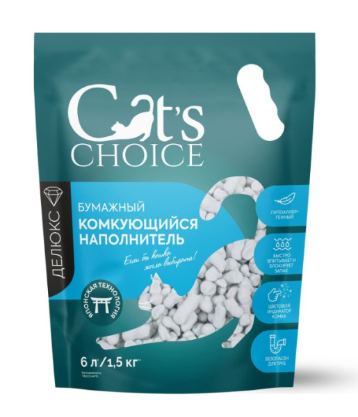 Бумажный комкующийся наполнитель Cat's choice с цветовым индикатором комка