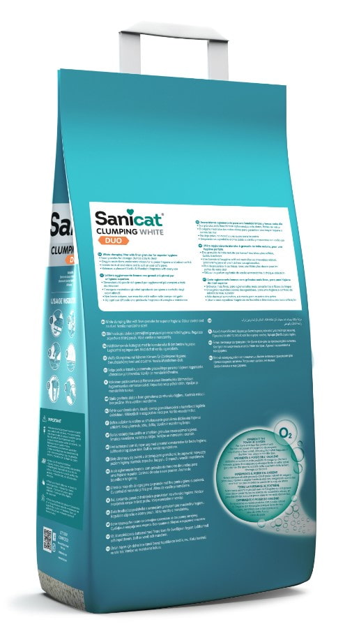 Бентонитовый наполнитель Sanicat Clumping White DUO (ваниль, мандарин)